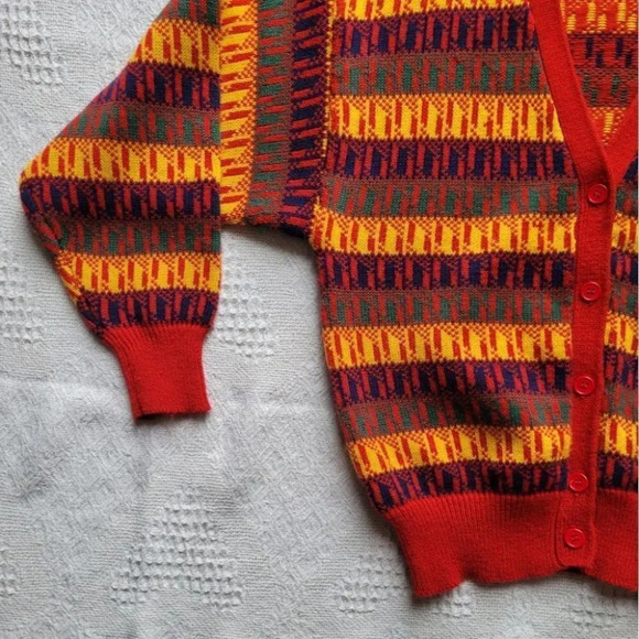 Sweet Baby Jane, Red Colorful Button  up Knit Cardigan - Picture 2 of 13